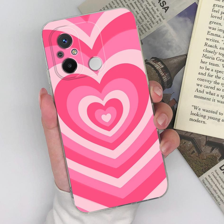 Чехол для Xiaomi Redmi K60 K50 K40 12C 10C 9A 8 7 Note 9 10 11 12 Pro, чехол Love Heart, милый медведь, мягкие силиконовые прозрачные чехлы из ТПУ для телефонов Redmi Fundas