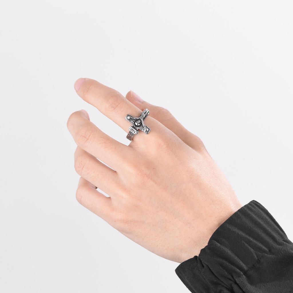 3D кольца с крестом Иисуса INRI для мужчины и женщины, размер 7-12, нержавеющая сталь, винтажное религиозное христианское перстень-печатка, ювелирное изделие, подарок