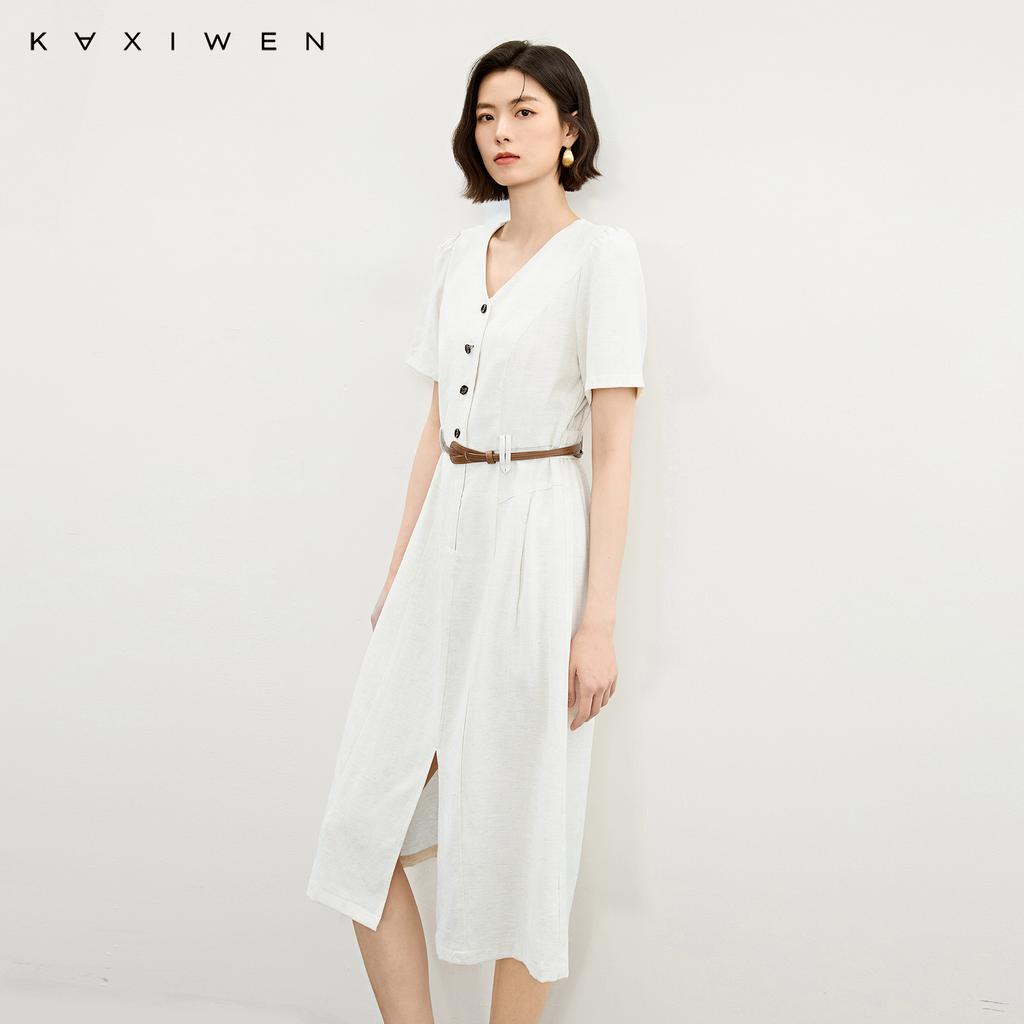 Temperament V-neck belt style dress