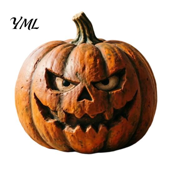 Decorative Holiday Pumpkin Crafts Halloween Wooden Figurine, Rustic Spooky Ornament, Fall Seasonal Room Ornament Table Centerpiece for Home