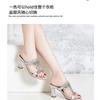 Summer New Fashion Women's High-heeled Slippers Open-toe Sandals Personalized Soft Sole Diamond Crystal Thick Heel Shoes