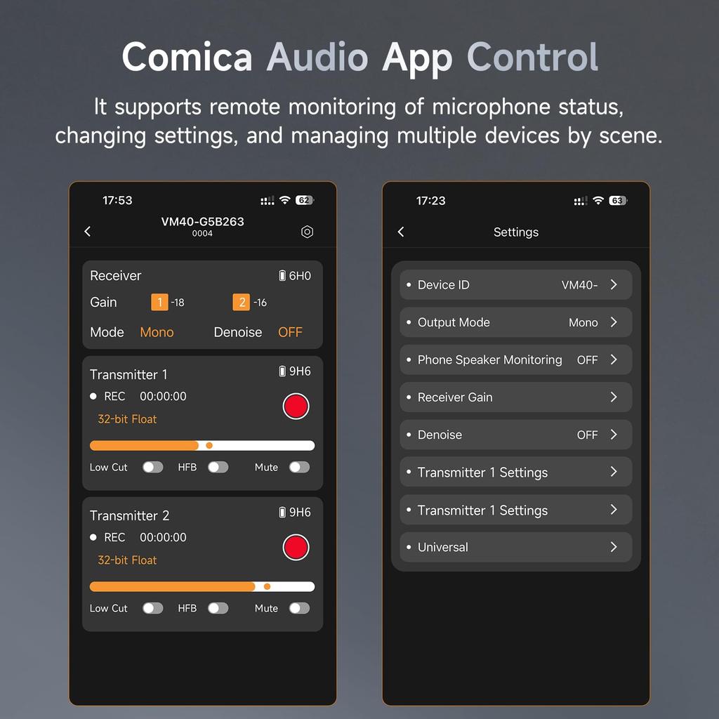 COMICA VM40 COMBO Video Shotgun 32G Internal 200m Transmission Connector [Wireless] 2-Person Microphone, 32-bit, Recording, Supercardioid, Range,
