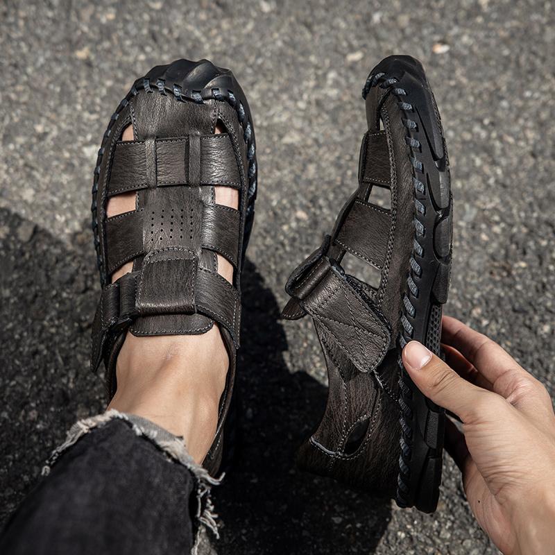 39-48 летние мужские закрытые носки большого размера из натуральной кожи повседневные сандалии для походов на открытом воздухе