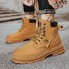 2024 Men's Durable High-Top Martin Boots - Wear-Resistant, Fashionable Autumn/Winter Yellow Work Shoes