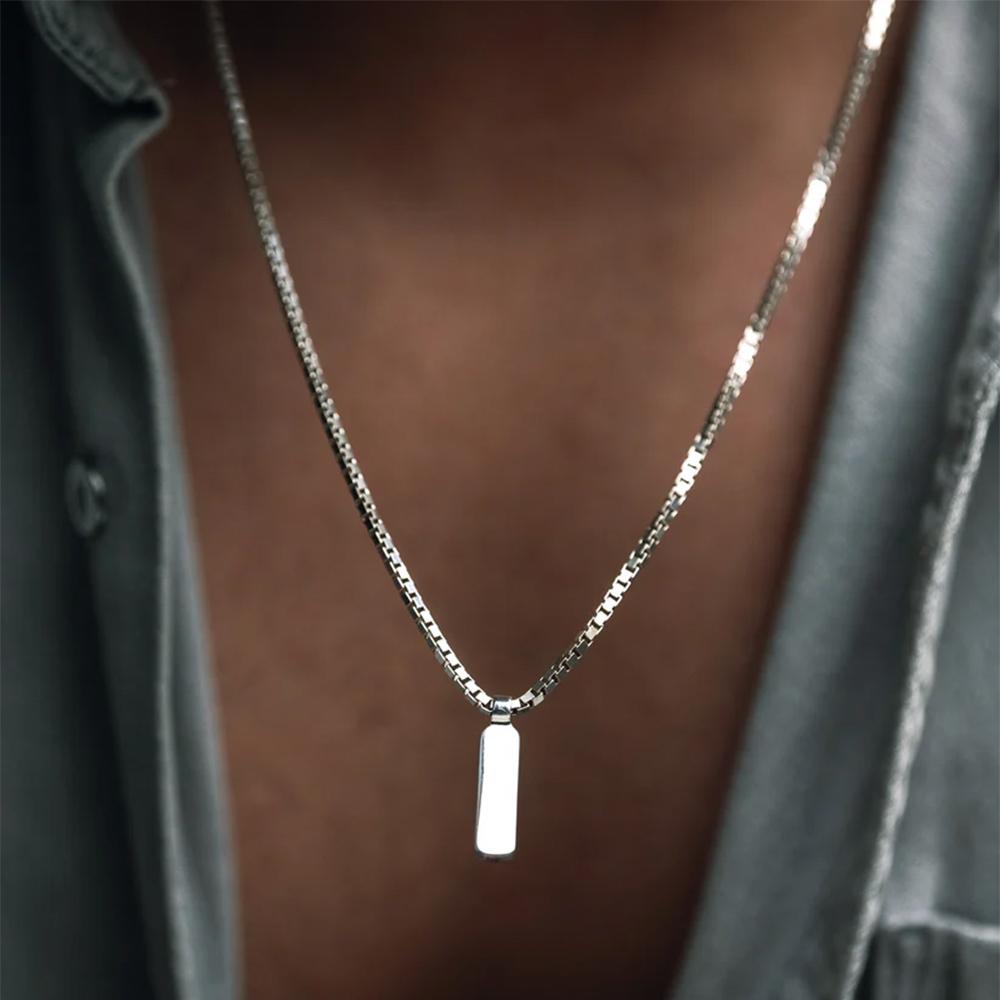 EManco Нержавеющая сталь 18K Золото Кубинская Цепь Звенья Коробка Мужской Кулон-Палочка Ожерелье Квадратная Цепь Ожерелье Украшения для Мужчин