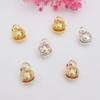 100pcs 14K Gold Bell Small Pendant Diy Jewelry Accessories Pattern Tiger Head Hollow Bell Pendant Retro Pendant Bell