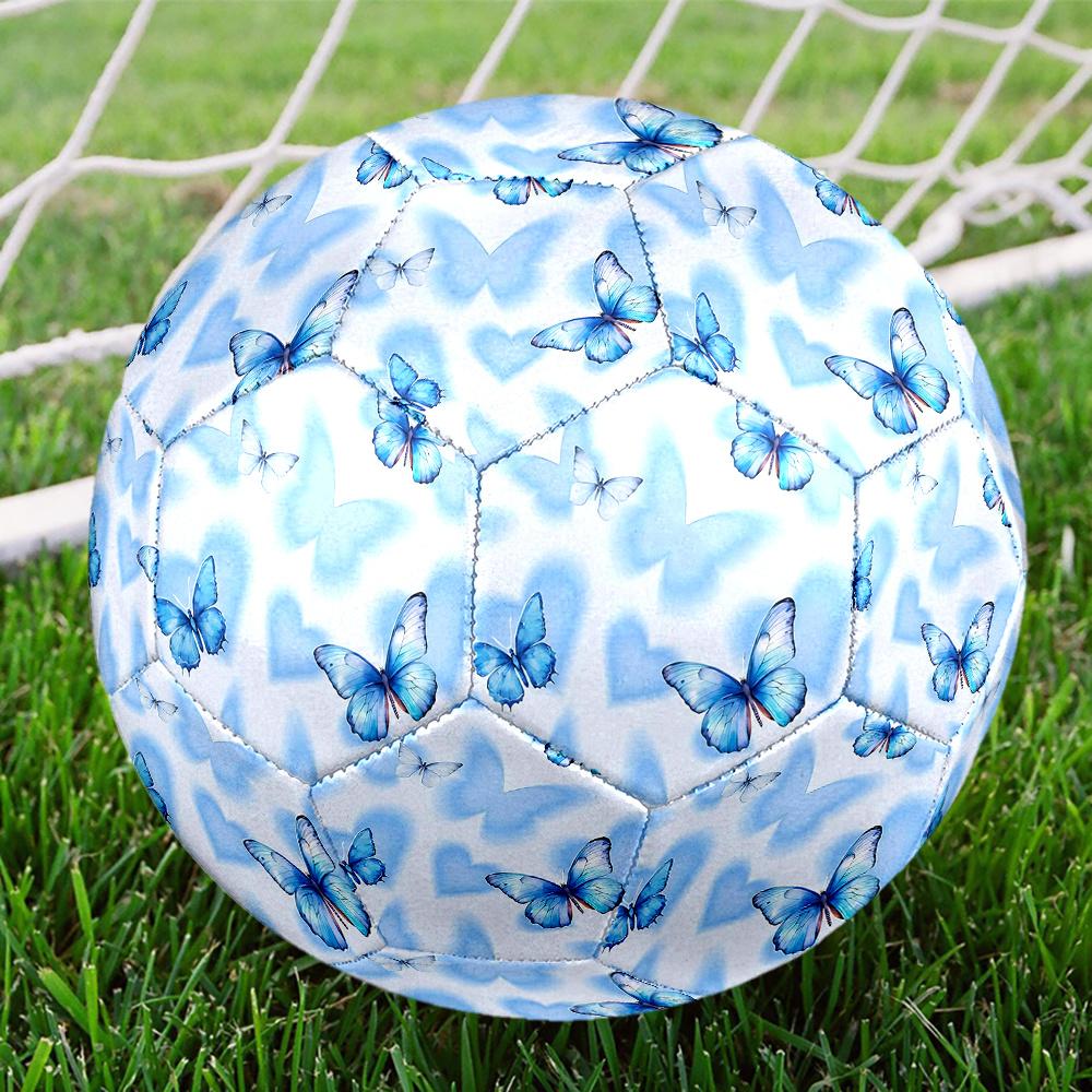 1PC Blue Butterfly Dreams Soccer Ball Size 5 Football Machine Sewn Indoor/Outdoor Universal Football Gift W96