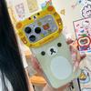 Милый мультяшный чехол для телефона Rilakkuma с изображением головы большого медведя для iPhone 17 17Pro 17Promax 16 15 14 Pro Max 16pro с подвеской-браслетом