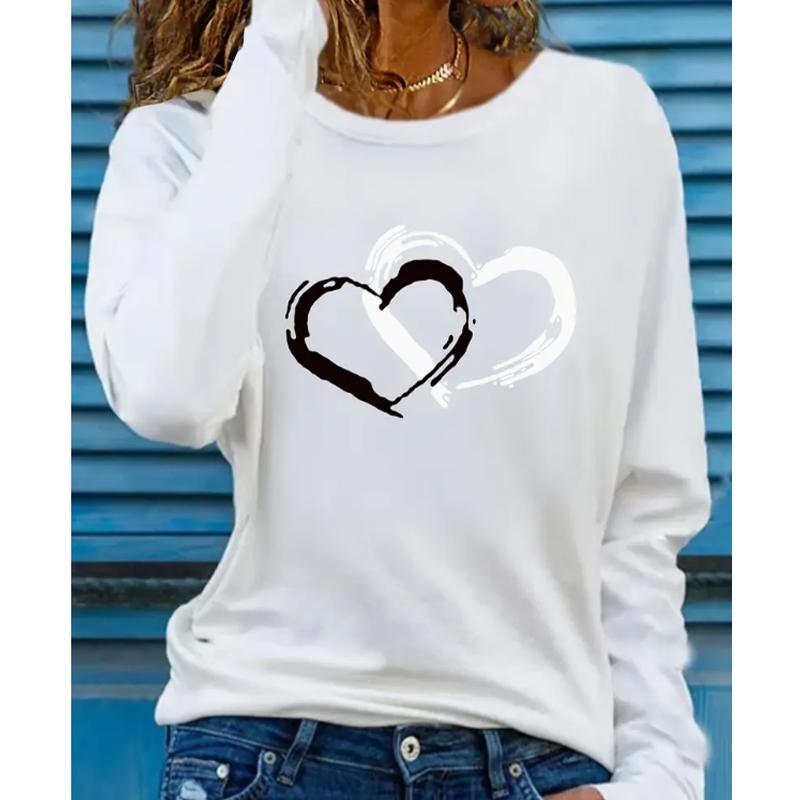 2025 Осень и Зима Женский Новый Повседневный Топ с Круглым Вырезом и Длинным Рукавом с 3D Рождественским Узором