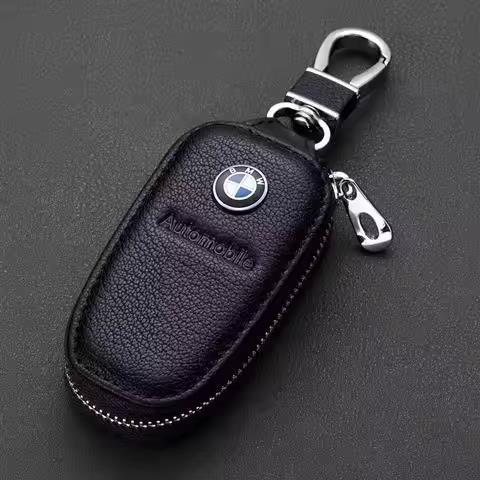 WSQK5 Leather Car Key Bag Multifunction Organizer Wallet For BMW M Power Performance E90 E91 E92 E93 X1 X3 X5 X6 M3 M5 F18 E63 Sticker