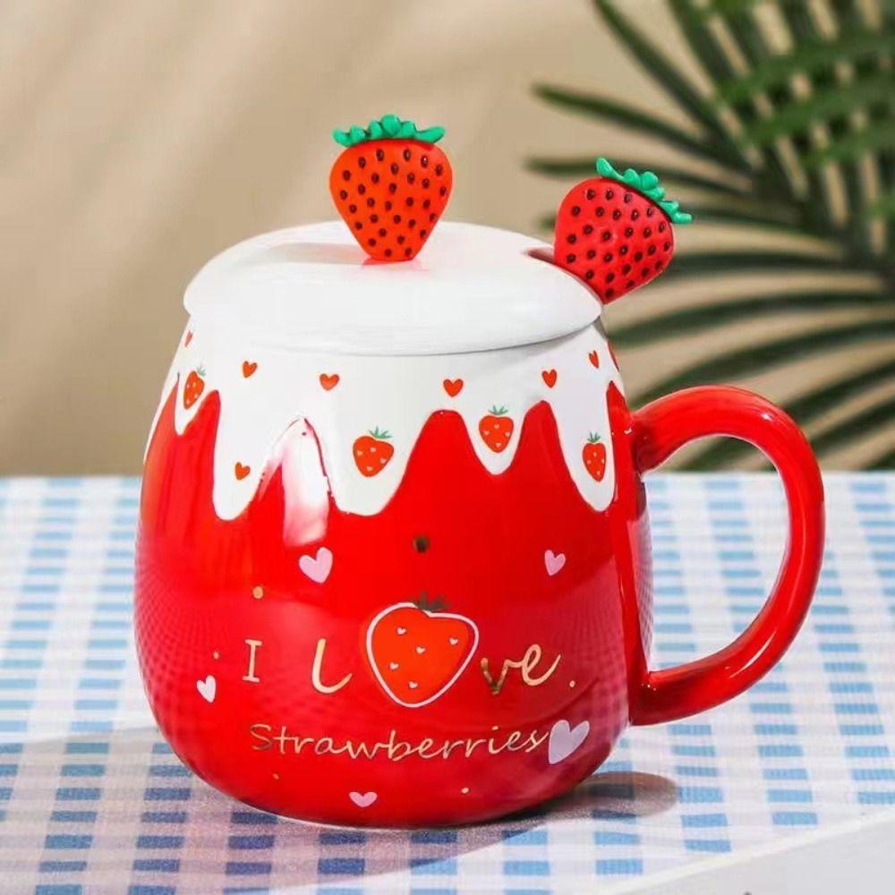 With Lid Coffee Mug 450ML Capacity Ceramic Mug Small Size Porcelain Mug Office Use