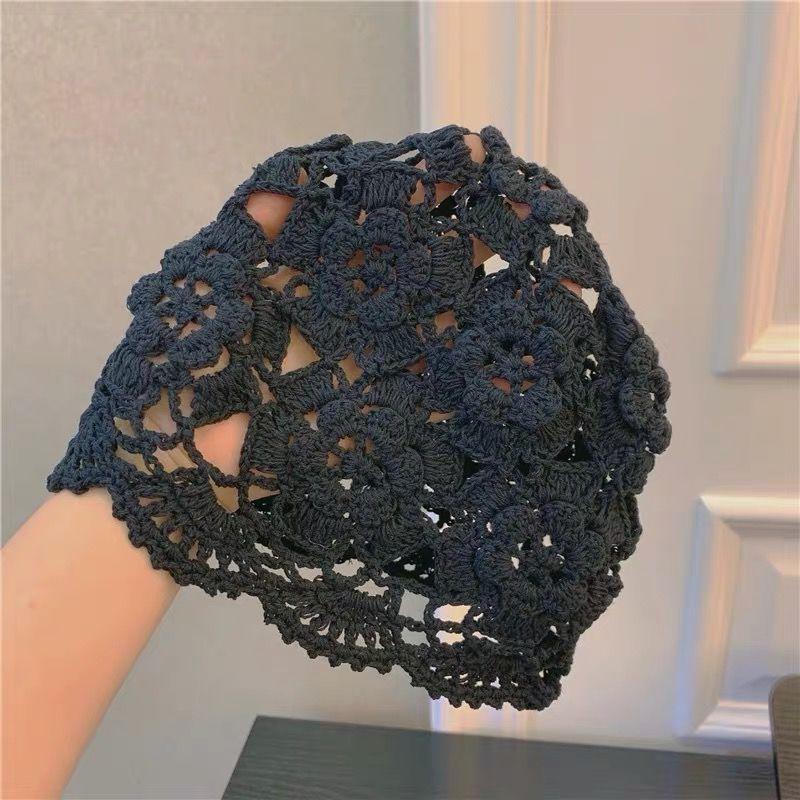 Женская ручная работа Весна Лето Корейский стиль Плетеная Тонкая Ажурная Дышащая Вязаная Модная Шерстяная Шляпа Арбузная корка Стильная Повязка на голову Шапка
