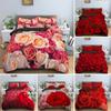 Floral Duvet Cover Set Full Size 3D Red Rose Bedding Set Microfiber Romantic Flowers Quilt Cover Wedding Valentine's Day Decor