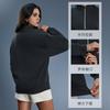 Womens Warm Fleece-Lined Half-Zip Hoodie Winter Loose Fit Casual Sportswear Top