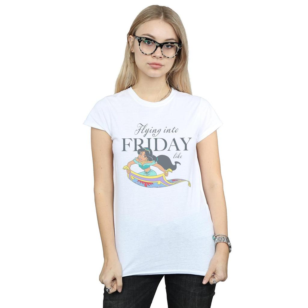 Disney Womens/Ladies Princess Jasmine Flying Into Friday Like Cotton T-Shirt
