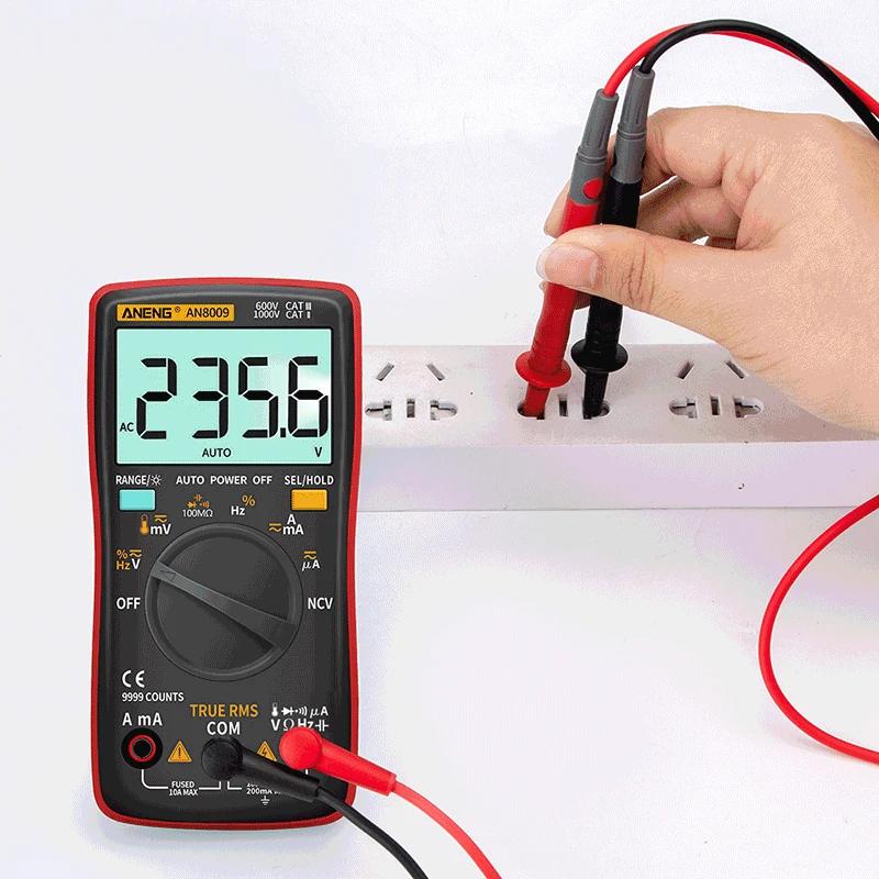 Multifunctional Mini Digital Multimeter ANENG AN8009 True RMS Transistor Tester Auto-Range Automotive Capacitor High Precision Tester Temp Diode Tools