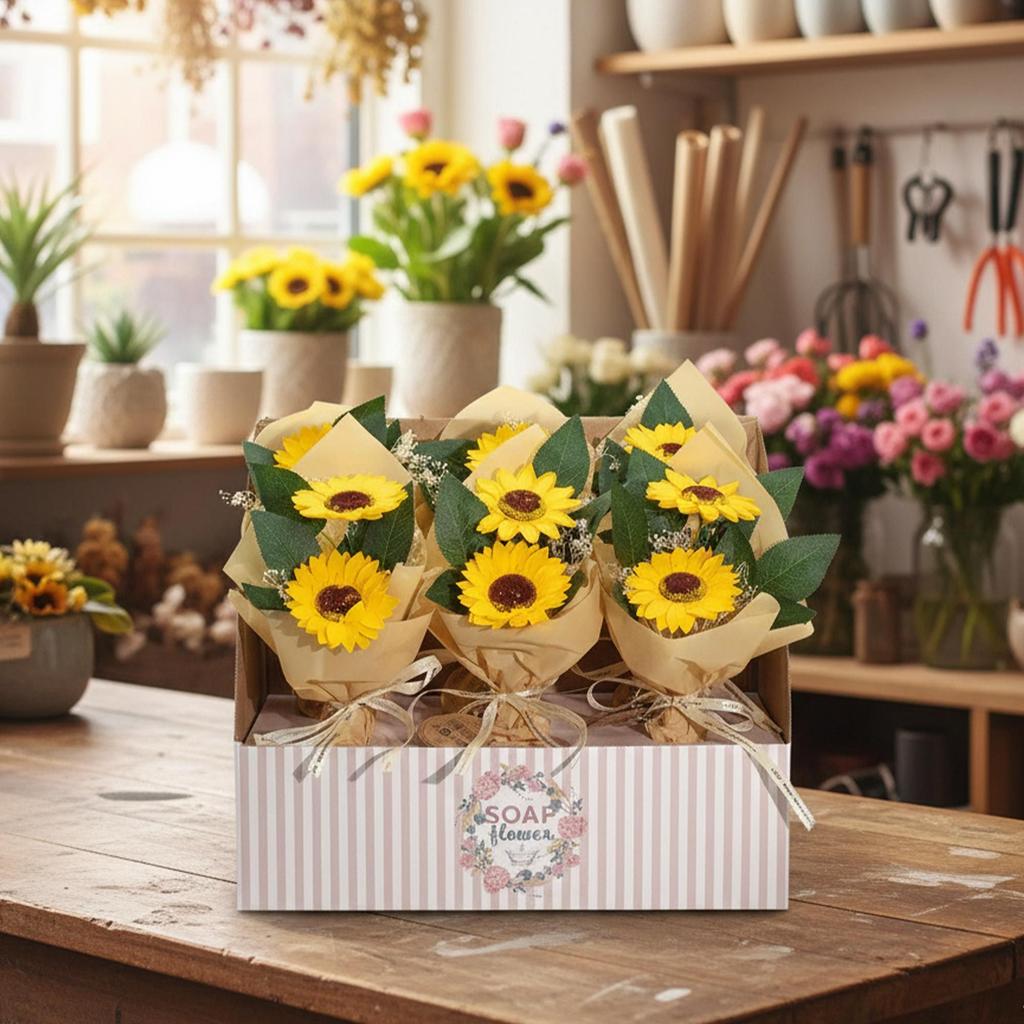 2x Soap Flower – Two Sunflower Bouquet