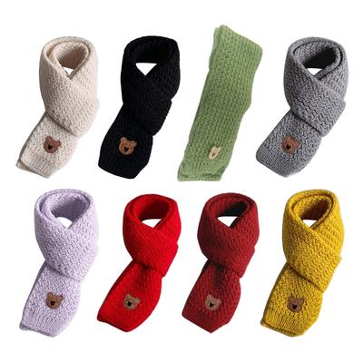 Вязаный шарф Little Bear Label, стильный детский зимний шарф-воротник, ветрозащитный платок ручной работы, повседневный утеплитель для шеи.