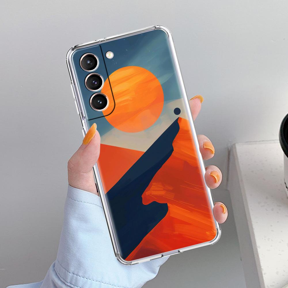 Чехол для телефона Samsung Galaxy S26 S25 S24 S23 S22 Ultra S20 S21 FE 5G Plus Мягкий прозрачный чехол Абстрактный Восход гор Линия