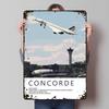 Concorde Supersonic Jet Tinplate Sign Airplane Poster Retro Custom Metal Signs for Wall Art Decoration Aesthetic Room Decor Men