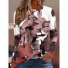 Women's T-shirt 3Dretro Floral Temperament Printing Fashion Long Sleeve Round Neck Regular Top Holiday Weekend Spring and Autumn