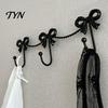 Decorative Metal Hanger Iron Art Bow Triple Hook, Wall Mounted Hanger, French Elegant Shape Hook Style Gold Organizer for Entryway Bathroom