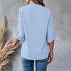 Yousheng Women Shirt V-Neck Ruffled Splicing Petal Sleeve Solid Color Tops Loose Fit Tee Casual Office Travel Shirt