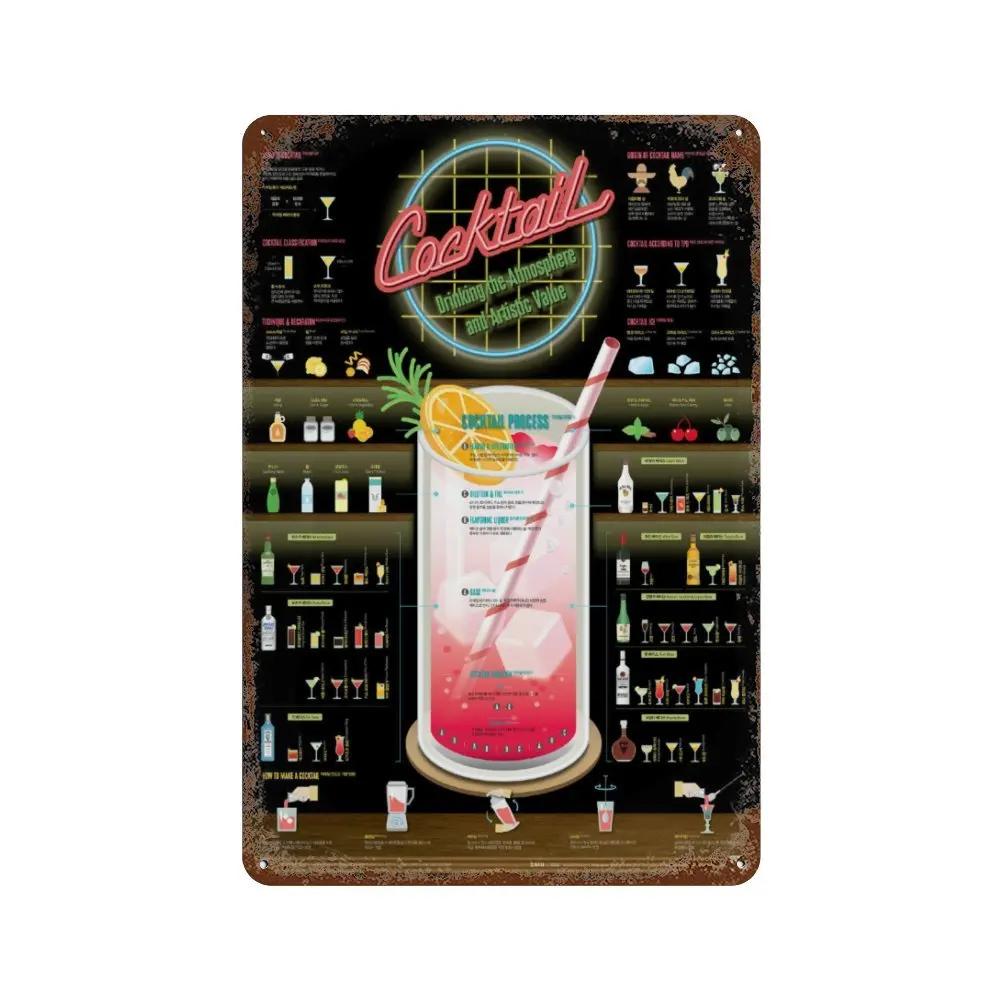Vintage Fruit Juice Mojito Aperol Spritz Posters and Sangria Drink Negroni Metal Tin Sign Plaque Club Bar Home Decor Wall Pla