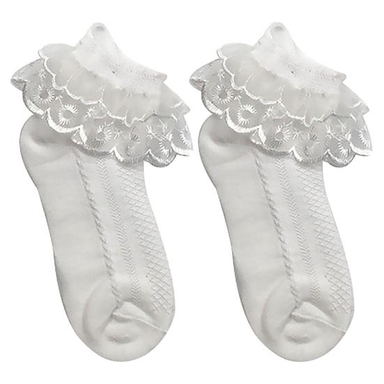 1Pair Socks Solid Color Anti-skid Cotton Baby Girls Lace Socks for Dancing