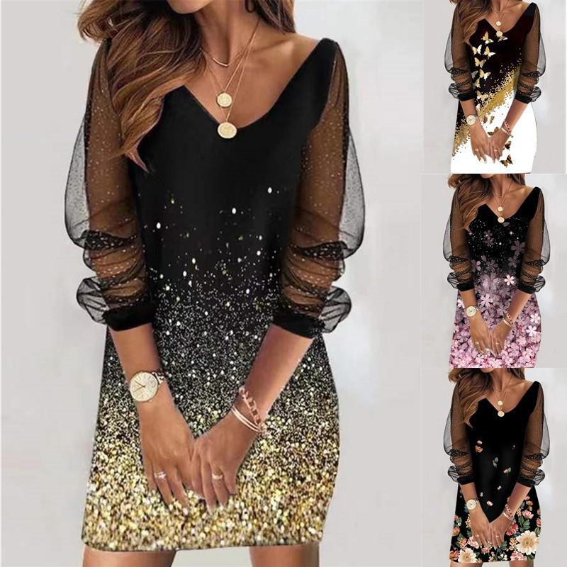 2023 Spring Sequined Mesh Perspective Women's Dress