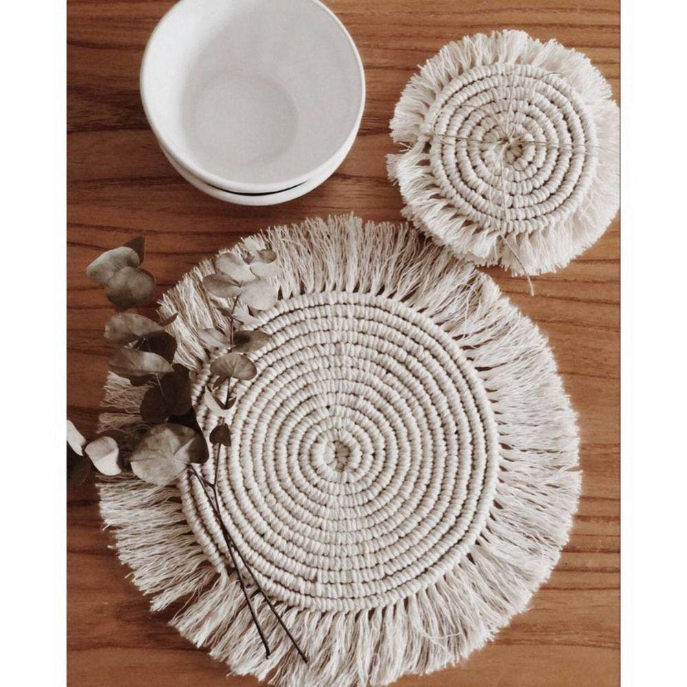 Tassels Water Cup Mat Absorbent Insulated Dining Table Mat Boho Coaster  Tabletop Protection