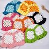 Sunflower Patterned Fisherman Hat Lotus Leaf Edge Handmade Knit Hat  Autumn Winter Outings