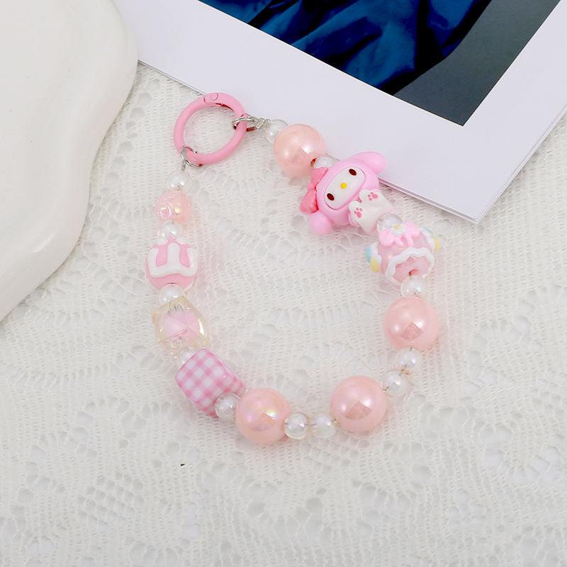 Мультяшный ручной работы Sanrio Мелоди, шнурок для телефона с бусинами и подвесные цепочки