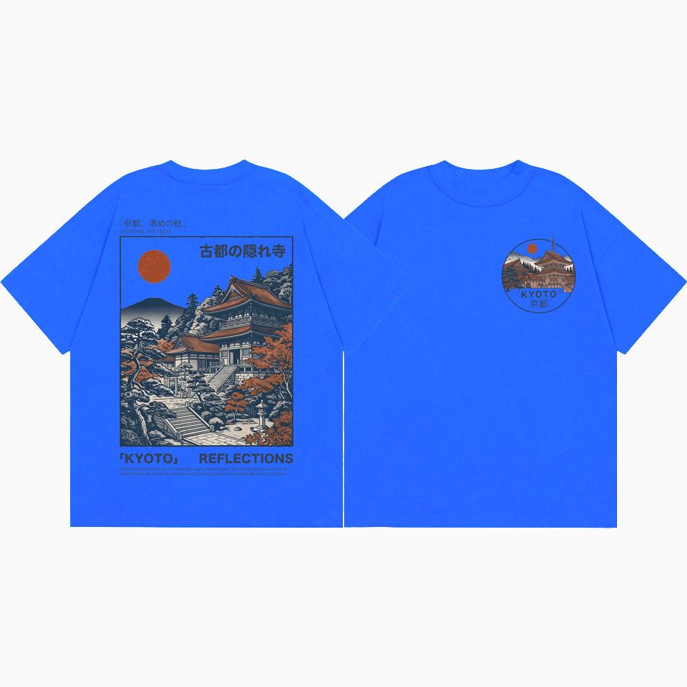 Japanese Kyoto Temple Graphic T Shirts Men Women Fashion Aesthetic T-shirts Summer Casual Loose Short Sleeve T-shirt Streetwear