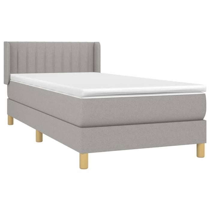 3130409 vidaXL Divan Bed with Mattress Light Grey 100x200cm Fabric