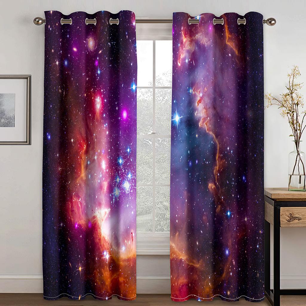 3D цифровая печать звездных штор для детей, оконные шторы, полиэстер, черный, темно-синий, синий, современный, индивидуальность, детская гостиная