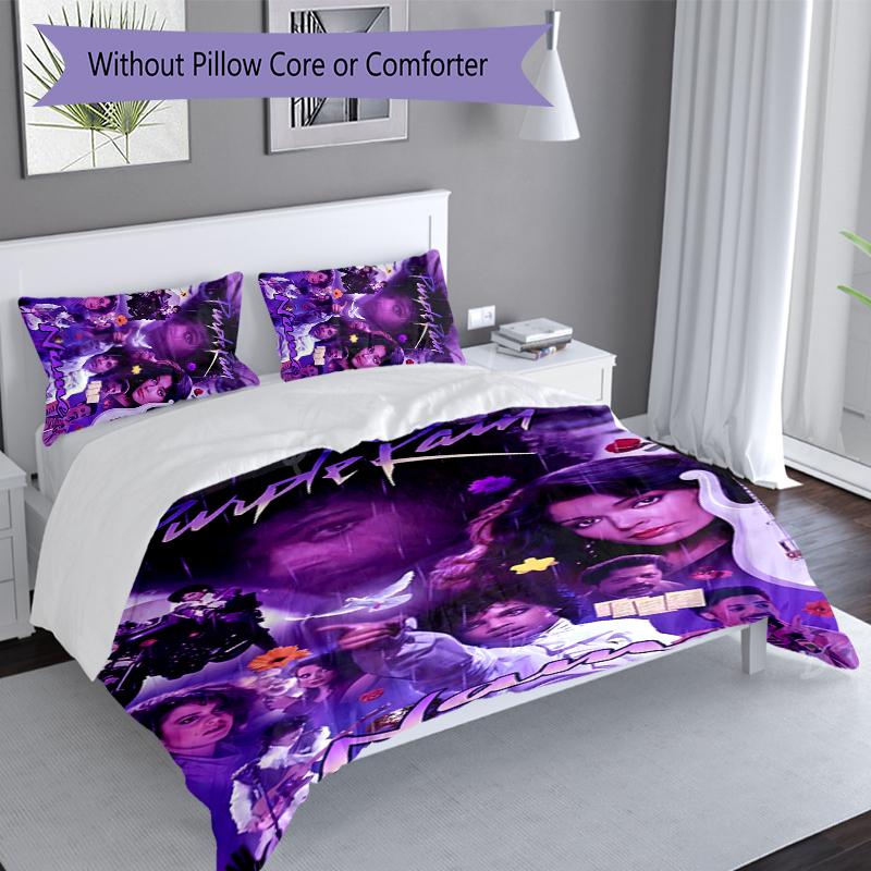 3pcs Custom Name Prince Purple Rain Bedding Set,Includes 1 Duvet Cover and 2 Pillowcases,All-season Bedroom Decor
