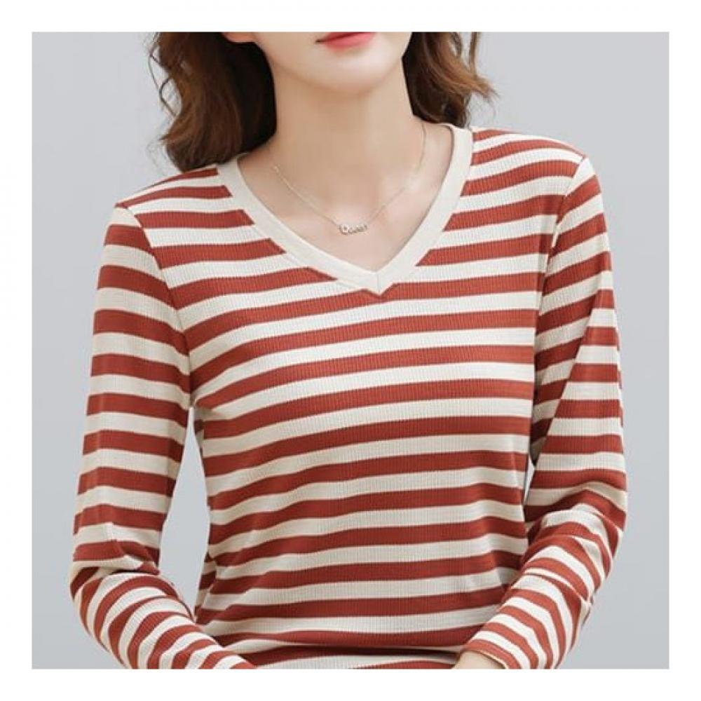 NaVaVa Men S Simple STripe V Neck Long SleeVe T ShirT nT1429