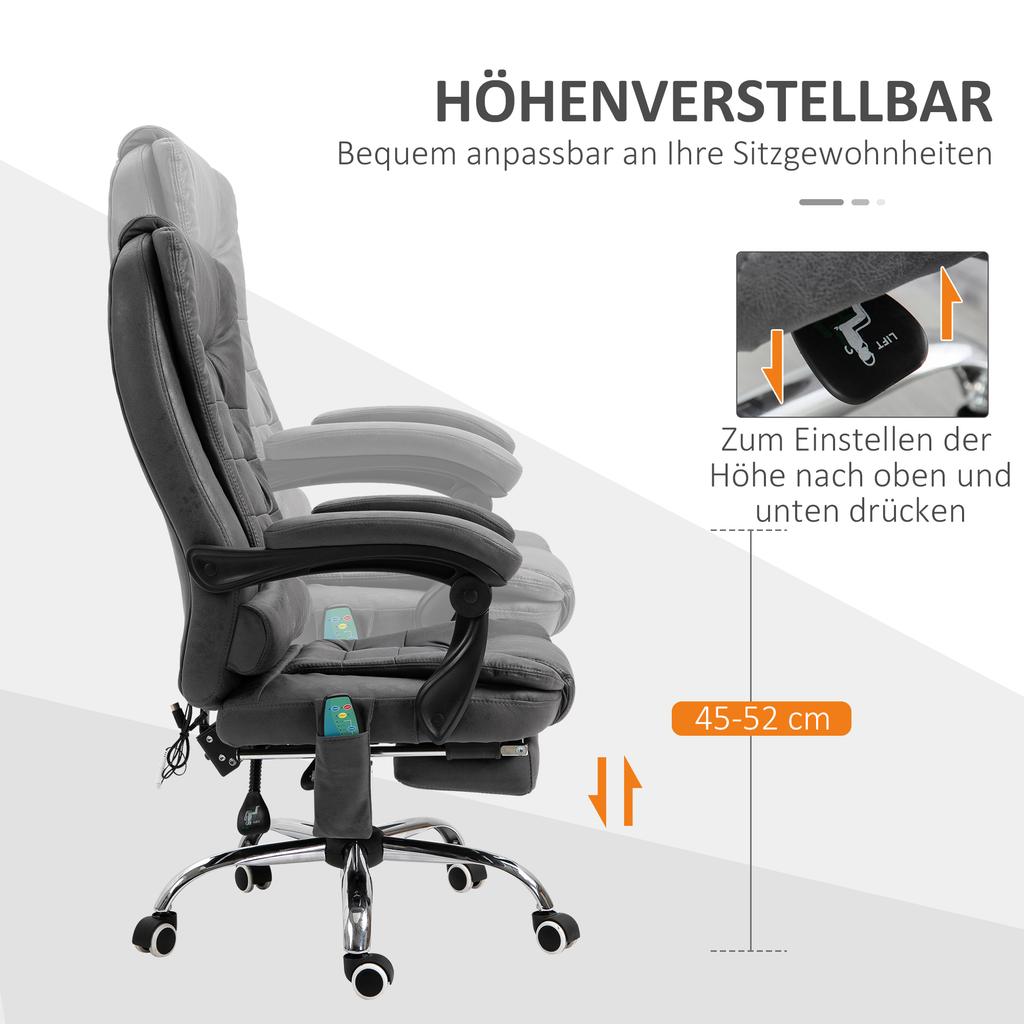 Office Chair with Massage Function, Ergonomic, 65x160x104cm, Grey