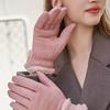 Замшевые перчатки с плюшевой манжетой и металлической пряжкой, однотонные утолщенные теплые перчатки, женские стильные универсальные морозостойкие перчатки