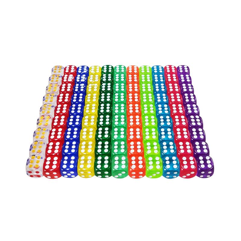 Colorful 16mm Transparent Rounded Dice with Crystal Pips for KTV Bars