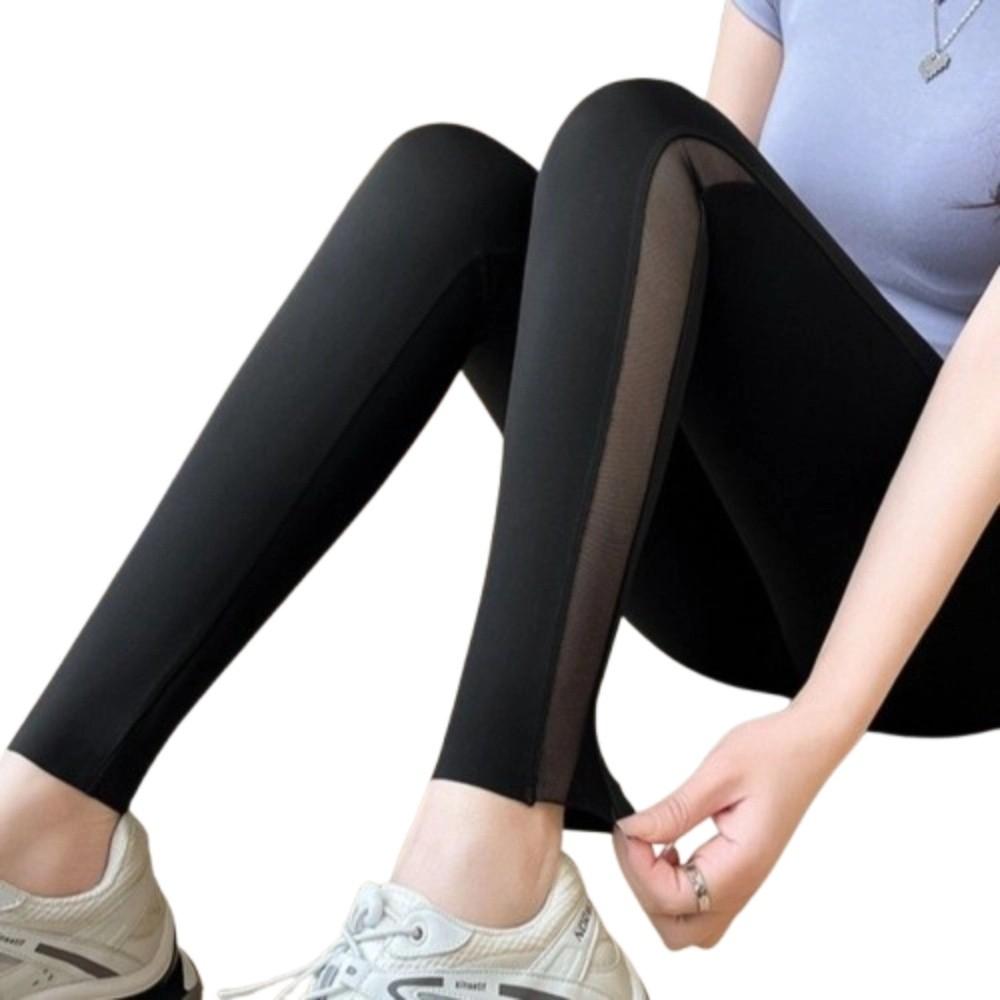 High-waisted Women Sharkskin Pants Mesh Female Tight Trousers Summer Thin Leggings Fitness