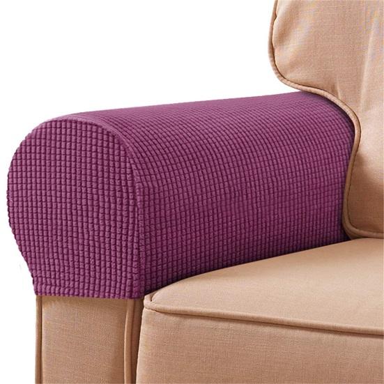 SSH 2Pcs Sofa Arm Protector Anti-Slip High Elastic Polyester Soft To Touch Armrest Slipcover Household Supplies