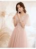 1 Art exam evening dress large size fat mm student performance host 50kg banquet temperament bridesmaid pink noble dress