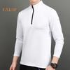 Мужские спортивные рубашки с воротником-стойкой, полумолнией, однотонная приталенная толстовка с длинным рукавом, повседневная рубашка для осени и зимы