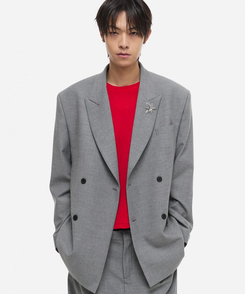 Dnsr Wool Peaked Double Blazer Grey