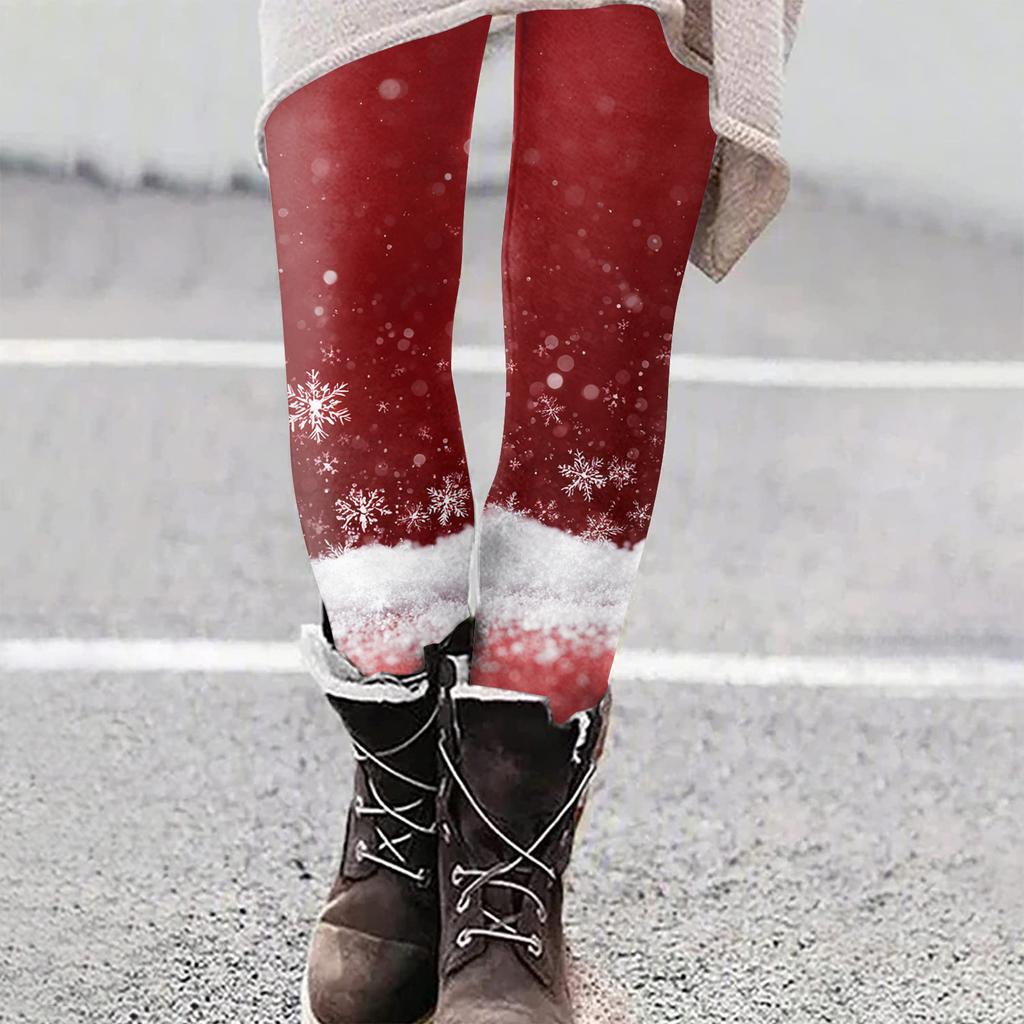 Женские рождественские облегающие эластичные повседневные брюки для йоги