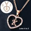 26 Letters Alphabet A To Z Initial Cubic Zirconia Heart Pendant Women Necklace