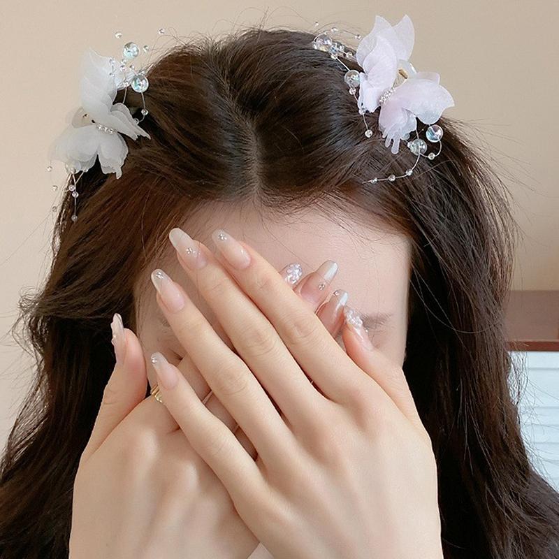 Тюлевая заколка для волос в виде бабочки для женщин и девочек, красочная заколка для волос, боковой зажим, милая милая заколка-бабочка, аксессуары для волос