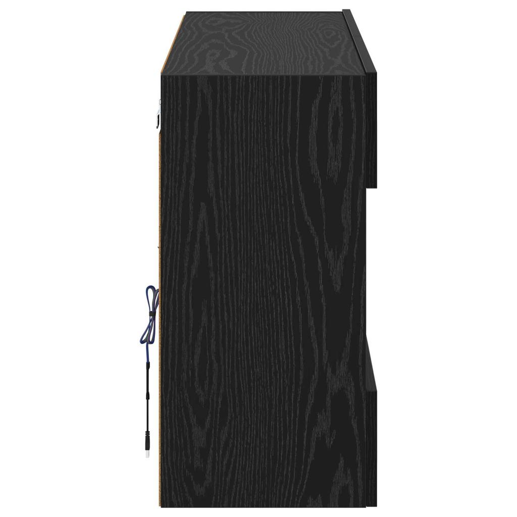 Wall Mounted TV Cabinet with LED Lighting Black Oak Effect 98.5 x 30 x 60.5 cm